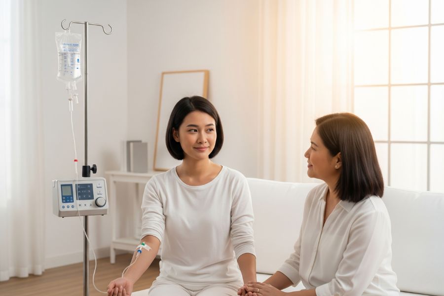 Trong trường hợp khẩn cấp, gọi điện thoại cho đội ngũ y tế là ưu tiên hàng đầu Người thân gọi cấp cứu khi bệnh nhân ung thư gặp tình huống khẩn cấp