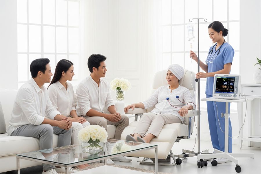 Dấu hiệu khẩn cấp ung thư tại nhà và vai trò của người chăm sóc Bệnh nhân ung thư được chăm sóc tại nhà bởi người thân