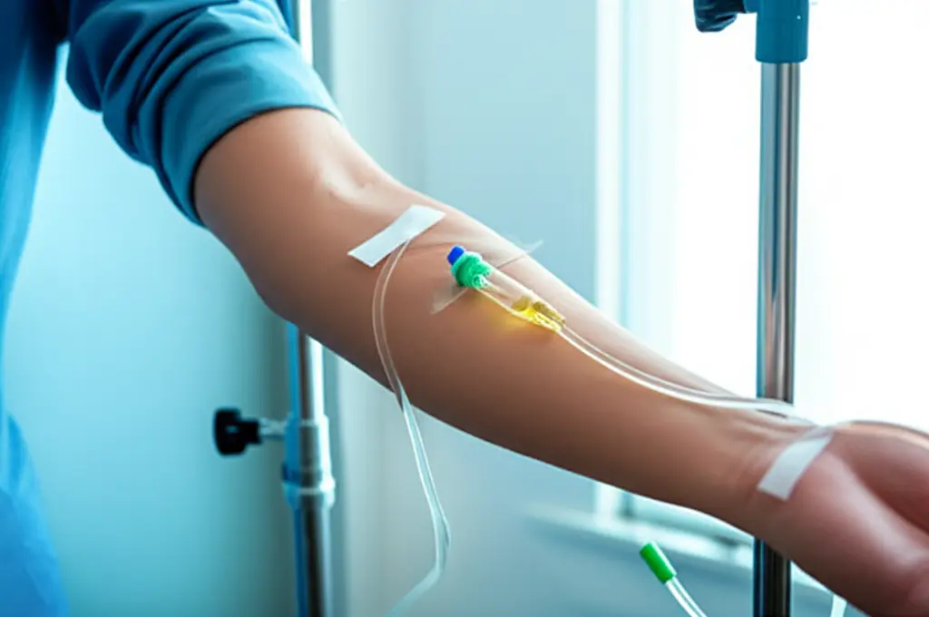 Thảo luận chi phí truyền dịch tại nhà với đơn vị cung cấp Gia đình thảo luận với y tá về dịch vụ truyền dịch tại nhà
